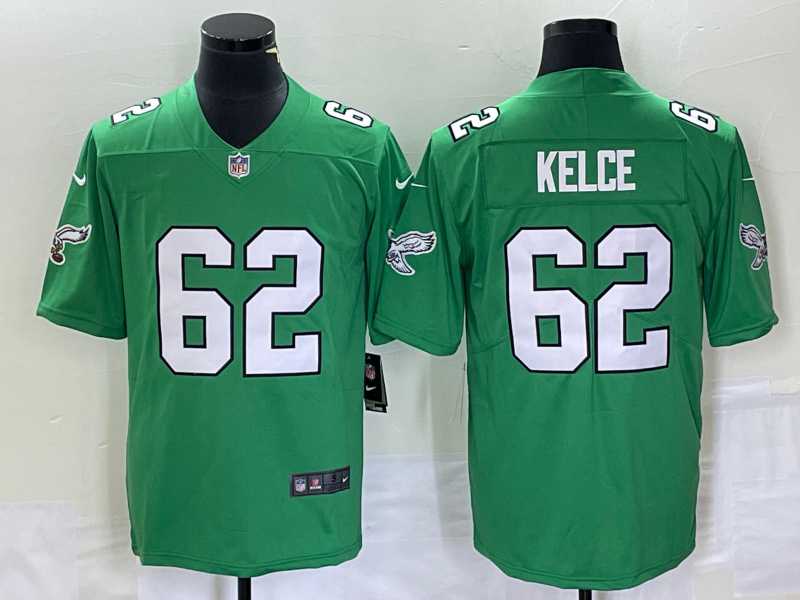 Mens Philadelphia Eagles #62 Jason Kelce Green 2023 Vapor Limited Throwback Jersey